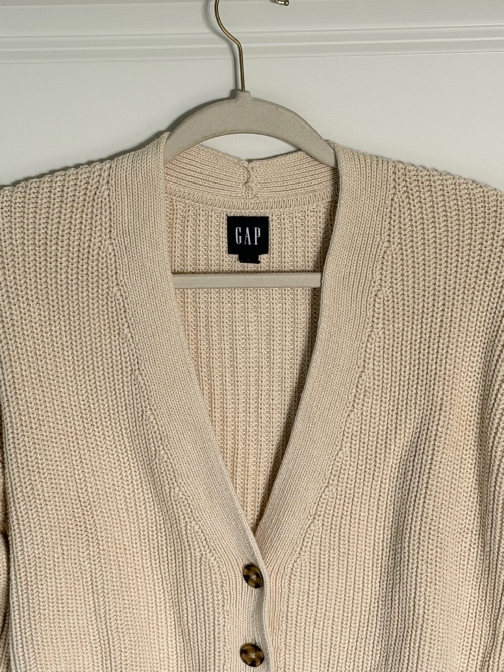 GAP Women's Chino Beige Shaker-Stitch Cardigan Size Small 54599 - Picture 3 of 16